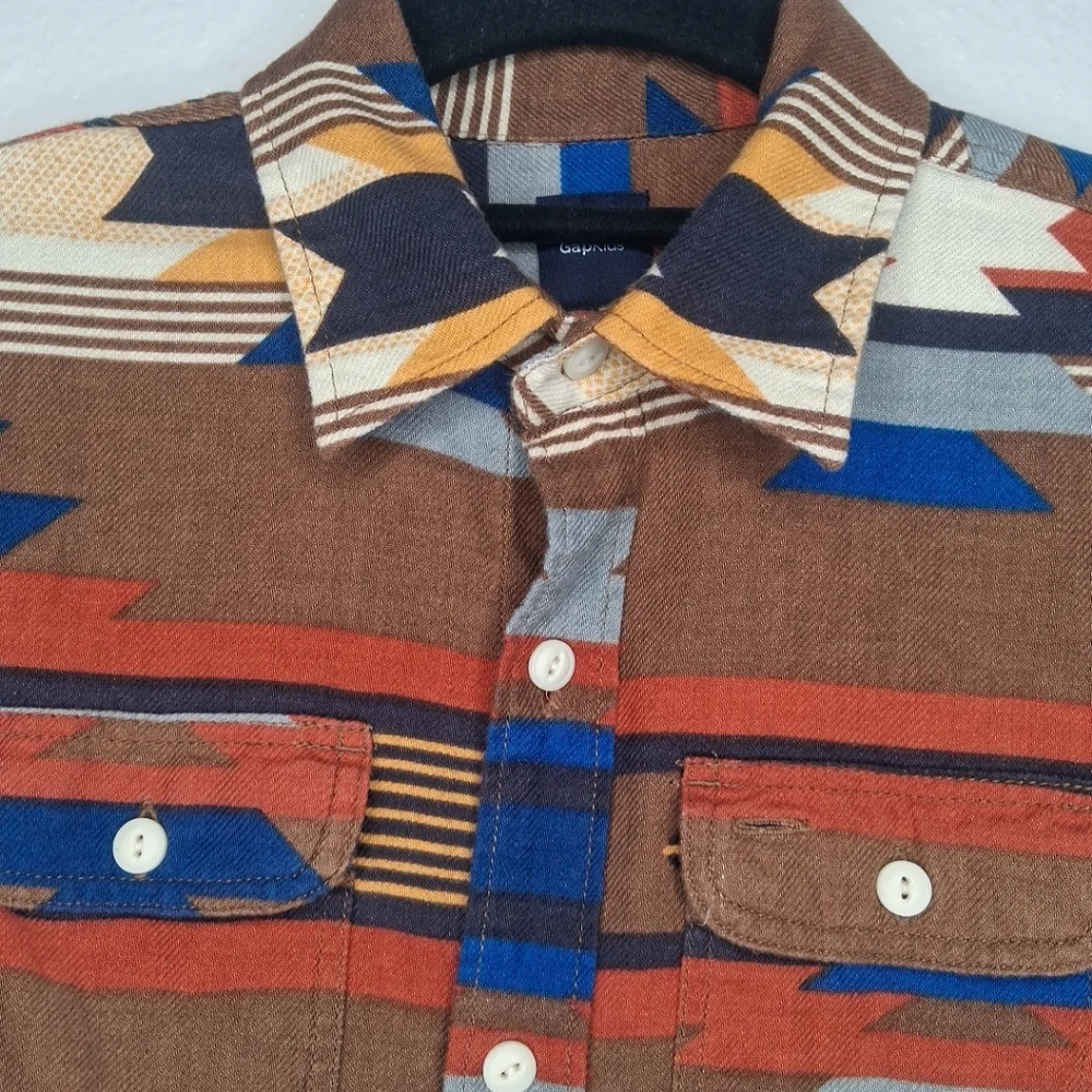 GAP Boys Kids Southwest Carpenter Button Down Shirt Rich Ginger Rodeo Size L (10
